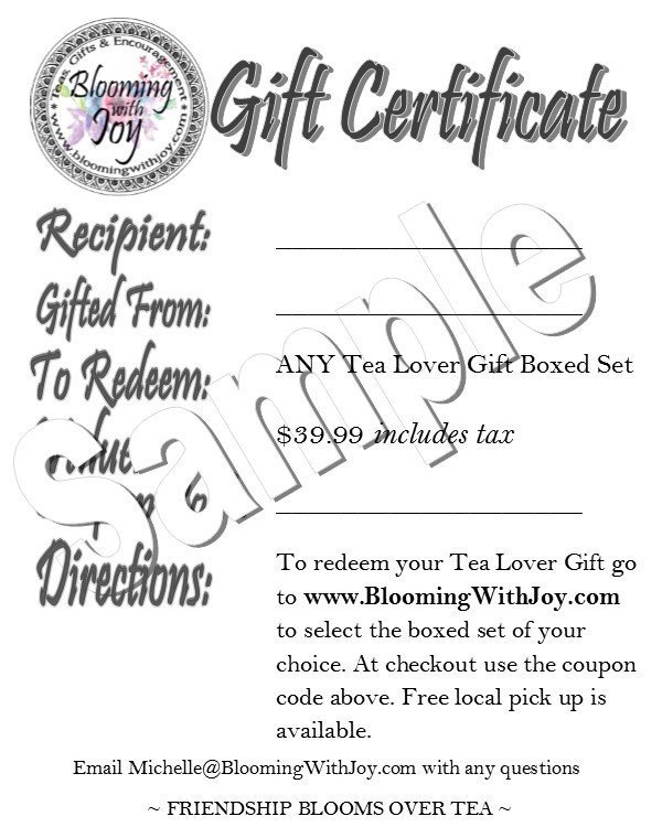 Blooming With Joy tea Gift Certificiate 