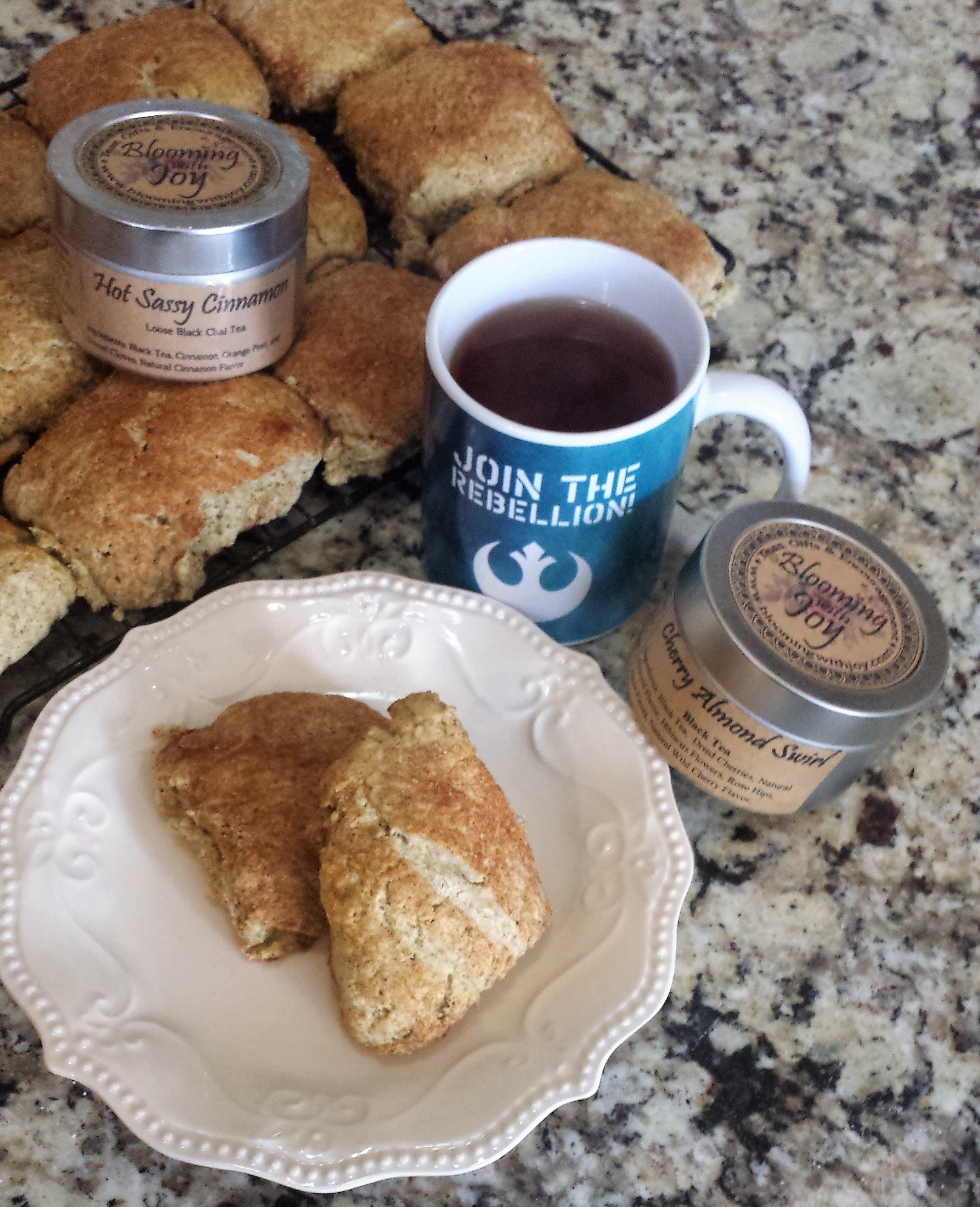 simple scones, cinnamon tea, cooking with tea