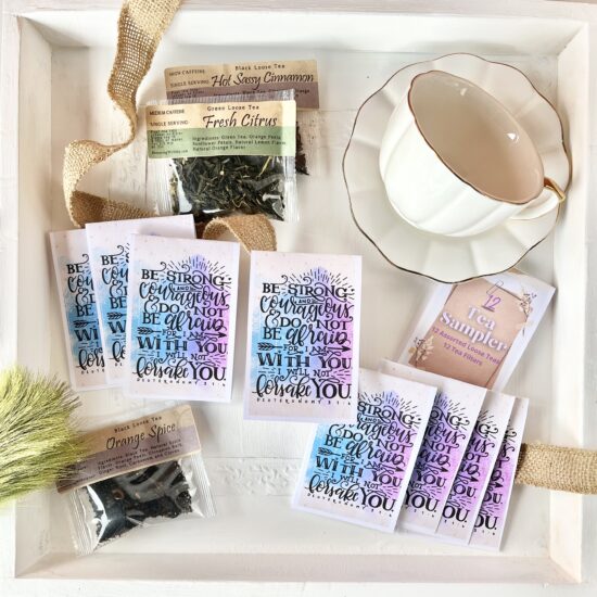 Be Strong and Courageous Scripture Tea Gift | 12 Single Serving Teas